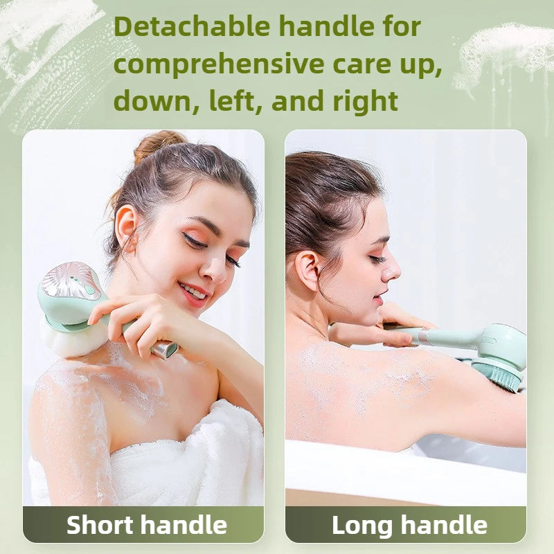 6 in 1 Electric Silicone Bath Brush Electric Back Scrubber 6 Brush Heads
